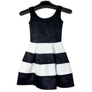 By Debra Black White Striped Sleeveless Mini Dress XS
